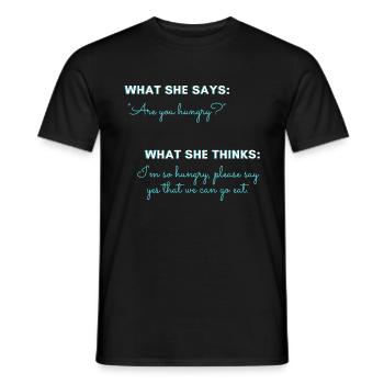 Vous: Avez-vous faim? - T-shirt homme - noir - Devant - AI Model Male 178 light (178cm)