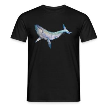Whale - Watercolor Painting by Anch.art - Men's T-Shirt - black - Front - AI Model Male 178 light (178cm)