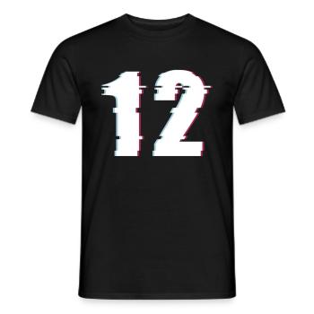 12 Zwölf Twelve Zahl Effekt Verzerrt Nummer - Männer T-Shirt - Schwarz - Vorne - AI Model Male 178 light (178cm)