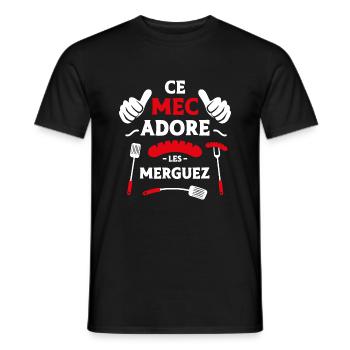 Ce mec adore les merguez - T-shirt homme - noir - Devant - AI Model Male 178 light (178cm)