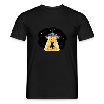 Alien UFO Katze Kätzchen Geschenk Katzenlady - Männer T-Shirt - Schwarz - Vorne - AI Model Male 178 light (178cm)