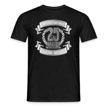 25. Hochzeitstag Silberhochzeit Ehepaar Medaille - Männer T-Shirt - Schwarz - Vorne - AI Model Male 178 light (178cm)