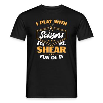 I Play With Scissors For The Shear Fun Of It Hair - Men's T-Shirt - black - Front - AI Model Male 178 light (178cm)