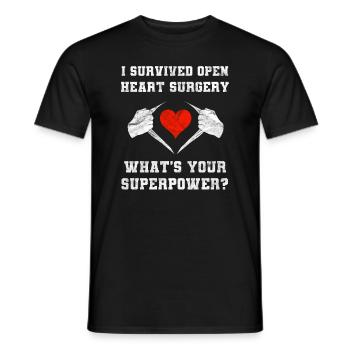 Survived Open Heart Surgery What's Your Superpower - Men's T-Shirt - black - Front - AI Model Male 178 light (178cm)