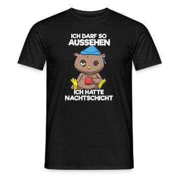 Ich Darf So Aussehen Ich Hatte Nachtschicht Eule - Männer T-Shirt - Schwarz - Vorne - AI Model Male 178 light (178cm)
