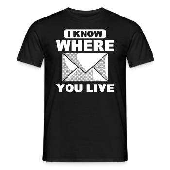 Je sais où tu habites facteur - T-shirt homme - noir - Devant - AI Model Male 178 light (178cm)