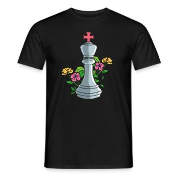 Königin Schachfigur mit Blumen Schachmeister - Männer T-Shirt - Schwarz - Vorne - AI Model Male 178 light (178cm)