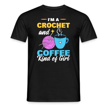 Crochet & Coffee Girl Coffee & Crochet Lovers - T-shirt homme - noir - Devant - AI Model Male 178 light (178cm)
