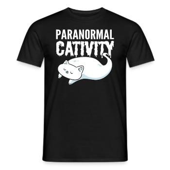 Paranormale Katze Geisterjäger - Männer T-Shirt - Schwarz - Vorne - AI Model Male 178 light (178cm)