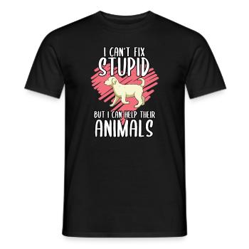 I Can't Fix Stupid But I Can Help Their Animals - Men's T-Shirt - black - Front - AI Model Male 178 light (178cm)