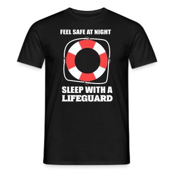 Feel Safe At Night Sleep With A Life Guard - Männer T-Shirt - Schwarz - Vorne - AI Model Male 178 light (178cm)