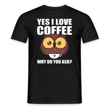 Eulen Kaffeeliebhaber Kaffee - Männer T-Shirt - Schwarz - Vorne - AI Model Male 178 light (178cm)
