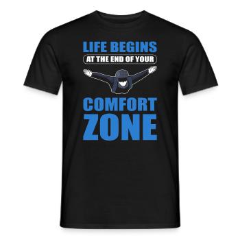 Life Begins At The End Of Your Comfort Zone - Männer T-Shirt - Schwarz - Vorne - AI Model Male 178 light (178cm)