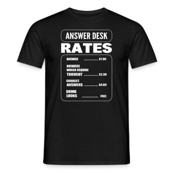 Answer Desk Rates Rezeptionist - Männer T-Shirt - Schwarz - Vorne - AI Model Male 178 light (178cm)