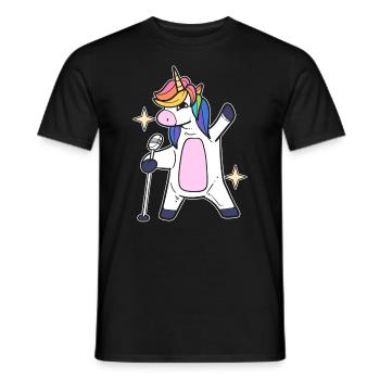 Einhorn singt Karaoke -Sänger - Männer T-Shirt - Schwarz - Vorne - AI Model Male 178 light (178cm)