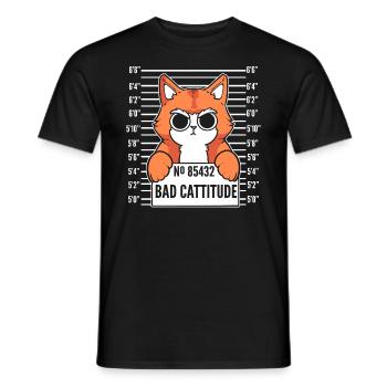 Bad Cattitude Katzenfrau - Männer T-Shirt - Schwarz - Vorne - AI Model Male 178 light (178cm)