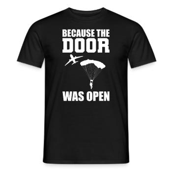 Because The Door Was Open Fallschirmspringer - Männer T-Shirt - Schwarz - Vorne - AI Model Male 178 light (178cm)