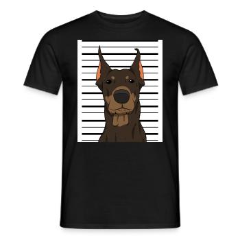 Doberman Mugshot Hundetrainer - Männer T-Shirt - Schwarz - Vorne - AI Model Male 178 light (178cm)