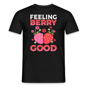 Feeling Berry Good Erdbeerpflücker - Männer T-Shirt - Schwarz - Vorne - AI Model Male 178 light (178cm)