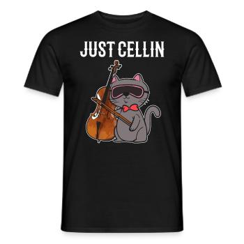 Katze spielt Cello Professioneller Cellist - Männer T-Shirt - Schwarz - Vorne - AI Model Male 178 light (178cm)