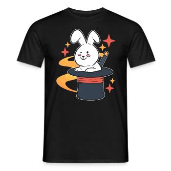 Hut mit Zauberstab und Kaninchen Magier - Männer T-Shirt - Schwarz - Vorne - AI Model Male 178 light (178cm)