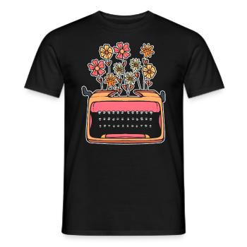 Blumen Vintage Schreibmaschine Erzähler - Männer T-Shirt - Schwarz - Vorne - AI Model Male 178 light (178cm)