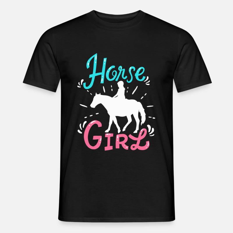 Pferd Mädchen - Männer T-Shirt - Schwarz