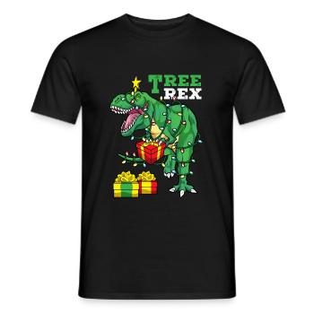 Christmas T-Rex - Men's T-Shirt - black - Front - AI Model Male 178 light (178cm)