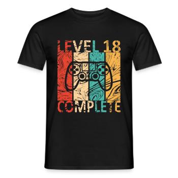 Level 18 completed 18th Birthday Gamer Gift - Men's T-Shirt - black - Front - AI Model Male 178 light (178cm)