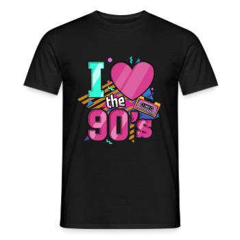 90s nineties music party - Men's T-Shirt - black - Front - AI Model Male 178 light (178cm)