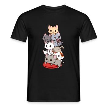 Cats anime kawaii neko - Men's T-Shirt - black - Front - AI Model Male 178 light (178cm)