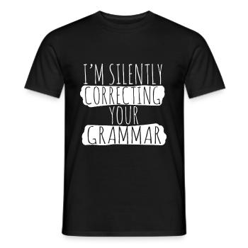 Professeur d'anglais grammaire - T-shirt homme - noir - Devant - AI Model Male 178 light (178cm)
