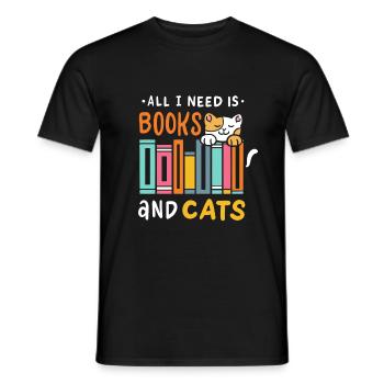Livres Chats Chat - T-shirt homme - noir - Devant - AI Model Male 178 light (178cm)
