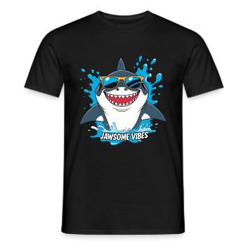 Jawsome Vibes - Cooler Hai mit Sonnenbrille - Männer T-Shirt - Schwarz - Vorne - AI Model Male 178 light (178cm)