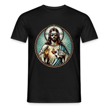 Jésus Football Cadeau Drôle Football Dieu Jésus Cadeau - T-shirt homme - noir - Devant - AI Model Male 178 light (178cm)