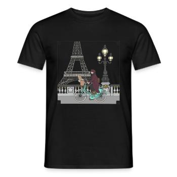 Paris France culture travel - Men's T-Shirt - black - Front - AI Model Male 178 light (178cm)