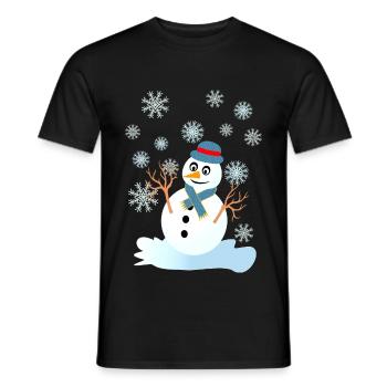 Schneemann und Schneeflocken coole Weihnachten - Männer T-Shirt - Schwarz - Vorne - AI Model Male 178 light (178cm)