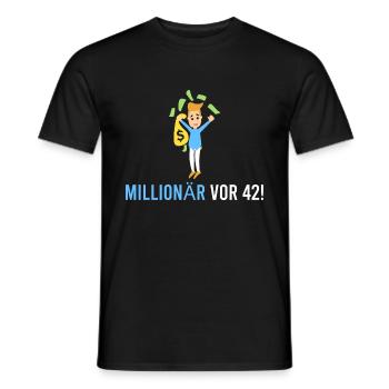 Millionär vor 42! - Männer T-Shirt - Schwarz - Vorne - AI Model Male 178 light (178cm)