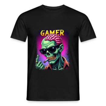 Zombie gamer with sunglasses and style - Men's T-Shirt - black - Front - AI Model Male 178 light (178cm)