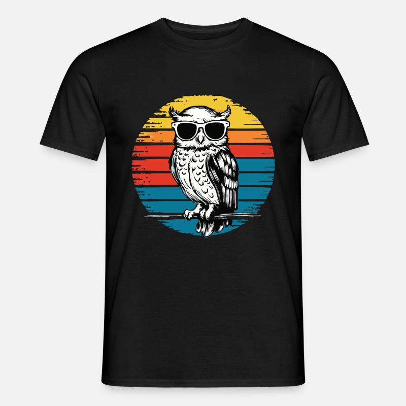 Nachteule Eule Eulen Vogel - Männer T-Shirt - Schwarz