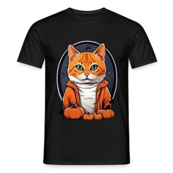 Halloween Katze - Männer T-Shirt - Schwarz - Vorne - AI Model Male 178 light (178cm)
