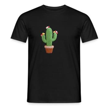 Pretty embroidered cactus - Men's T-Shirt - black - Front - AI Model Male 178 light (178cm)