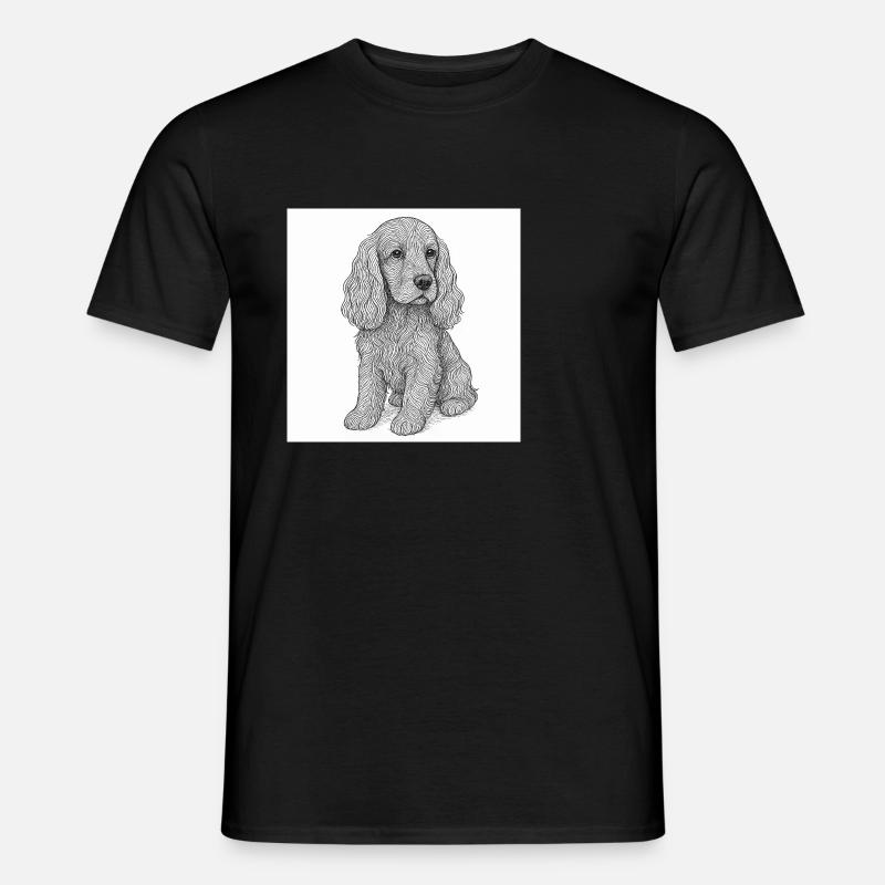 Cocker Spaniel Strichzeichnung - Männer T-Shirt - Schwarz