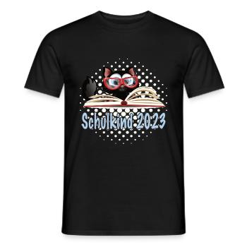 Einschulung 1.Schultag Schulanfang Schulkind Katze - Männer T-Shirt - Schwarz - Vorne - AI Model Male 178 light (178cm)