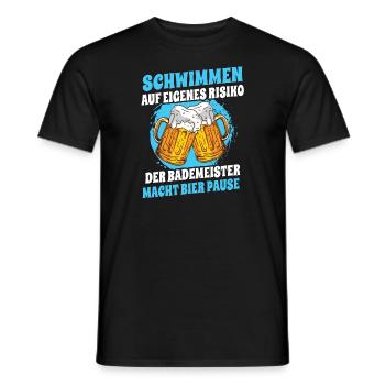 Schwimmen Auf Eigenes Risiko Bademeister Spruch - Männer T-Shirt - Schwarz - Vorne - AI Model Male 178 light (178cm)