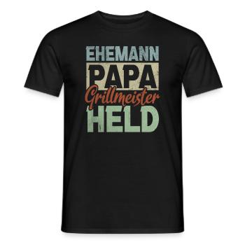 Ehemann Papa Grillmeister Held Familienvater Dad - Männer T-Shirt - Schwarz - Vorne - AI Model Male 178 light (178cm)