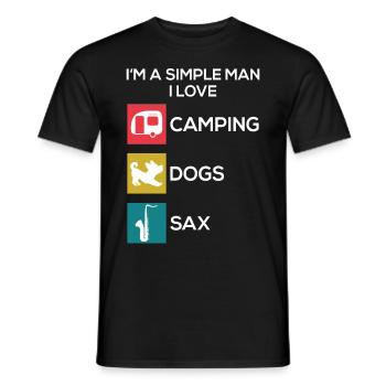 Saxophone Camping Chiens Hommes - T-shirt homme - noir - Devant - AI Model Male 178 light (178cm)