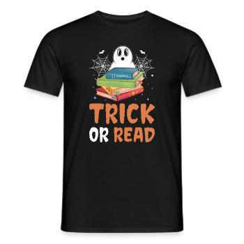 Funny Halloween T-Shirt Trick Or Read - Men's T-Shirt - black - Front - AI Model Male 178 light (178cm)