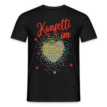 Konfetti im Herz, Fasching, Karneval, Verkleidung - Männer T-Shirt - Schwarz - Vorne - AI Model Male 178 light (178cm)