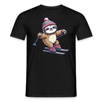 Faultier Ski Winterurlaub Skifahrer - Männer T-Shirt - Schwarz - Vorne - AI Model Male 178 light (178cm)